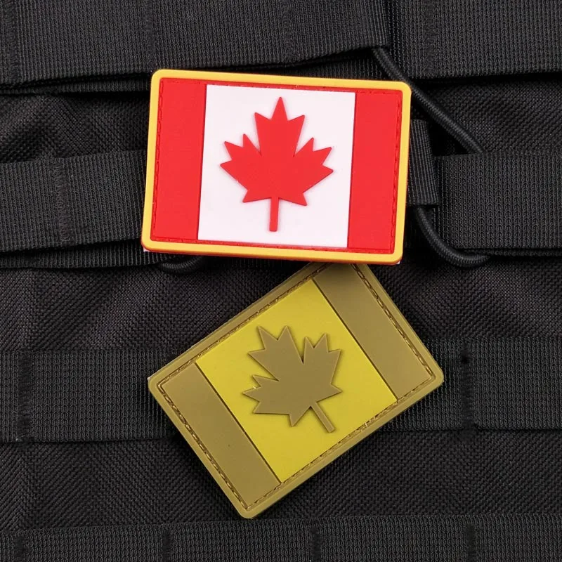 Tactical Military Patch Canada Flag Team Logo PVC 3D Patch Emblem DIY Badges For Cloth Backpack Jacket Hunting Vest Decoration