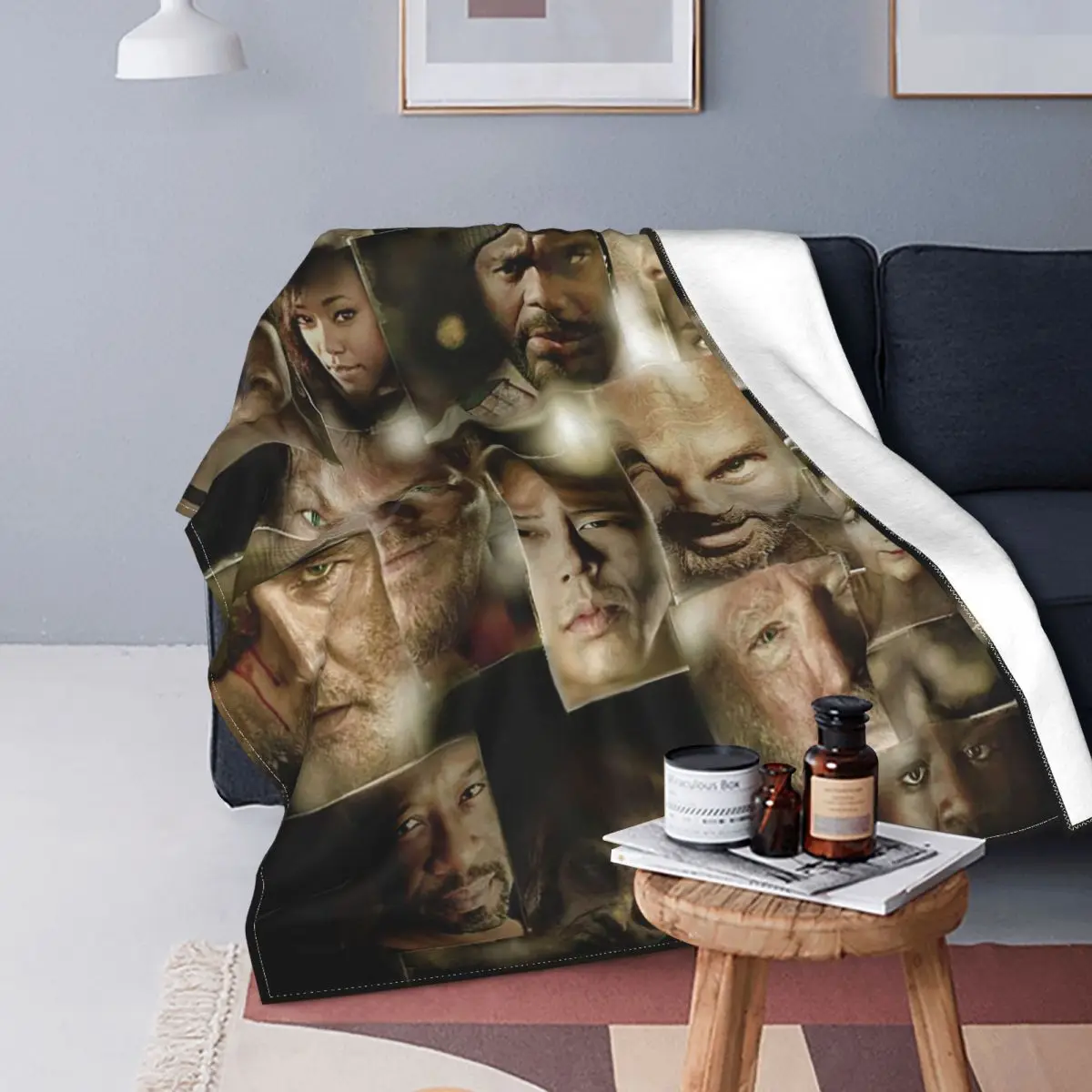 The Walking Dead Velvet Throw Blanket Horror Movie Rick Grimes Daryl Dixon Blanket for Home Bedroom Warm Bedding Throws