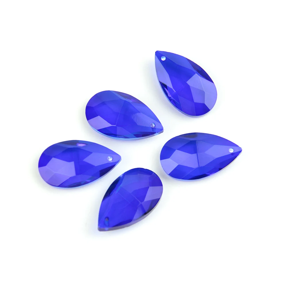 

38mm-76mm Dark Blue Crystal Chandelier Almond Part Pendant Glass Trimming Parts Ornament Crystal Prism For Wedding