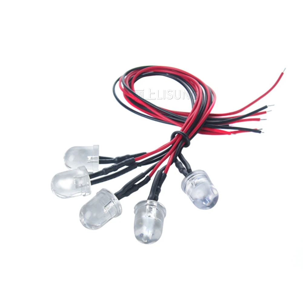 3v 6v 12v 24v 220v Single Pre Wire 10mm Led Light Red White Blue Yellow Lamp Diodes Led Prewired Wired Emitting Diode With Lead