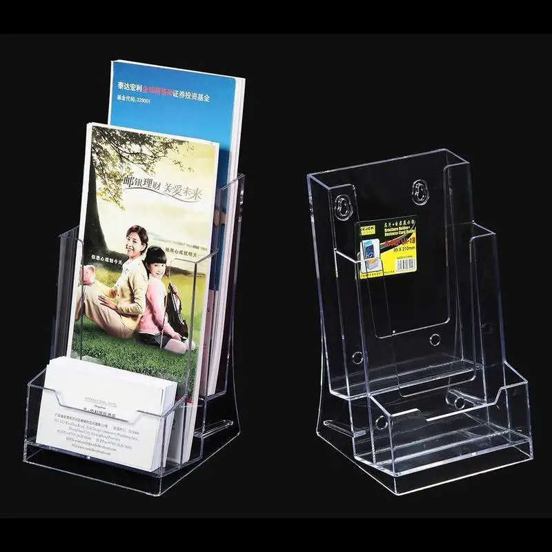 3 grid Clear Acrylic Business Card Holder Brochure Card Credit Stand Pamphlet Men Card Desk Display Stand Holder