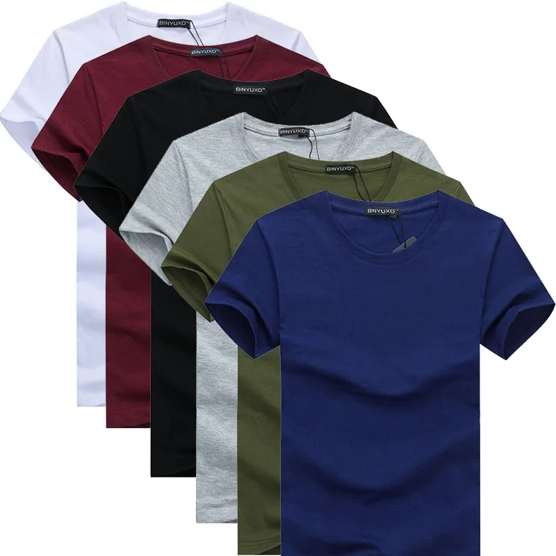 Oversized 6pcs/lot High Quality Men\'s T-Shirts Casual Short Sleeve T-shirt Mens Solid Casual Cotton Tee Shirt Summer Clothing