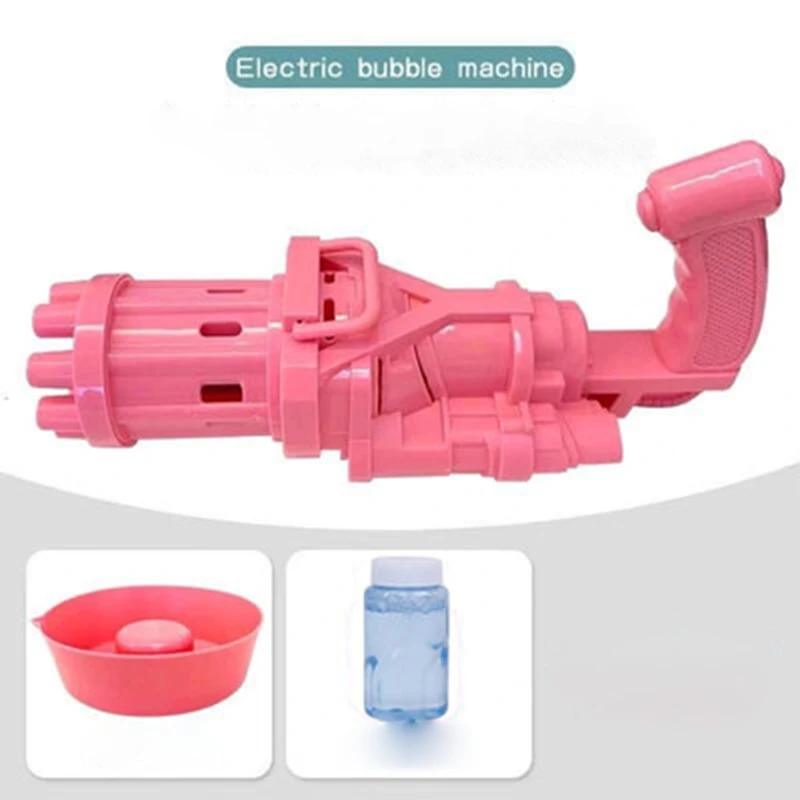 Automatic Gatling Water Gun Soap Bubbles Machine Toys for Kids  Outdoor Games Garden Child Generator Bath toys Bubble Blower