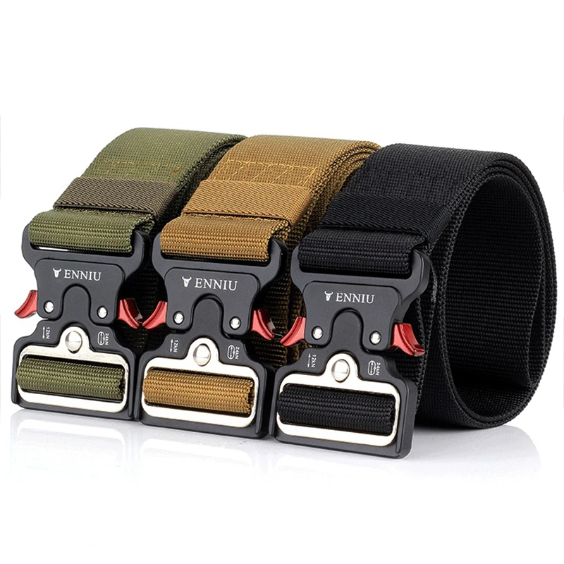 HSSEE 5cm Tactical Outdoor Belt for Men 1200D Tight Nylon Military Army Belt Metal Buckle Quick Release Casual Wide Belt Girdle