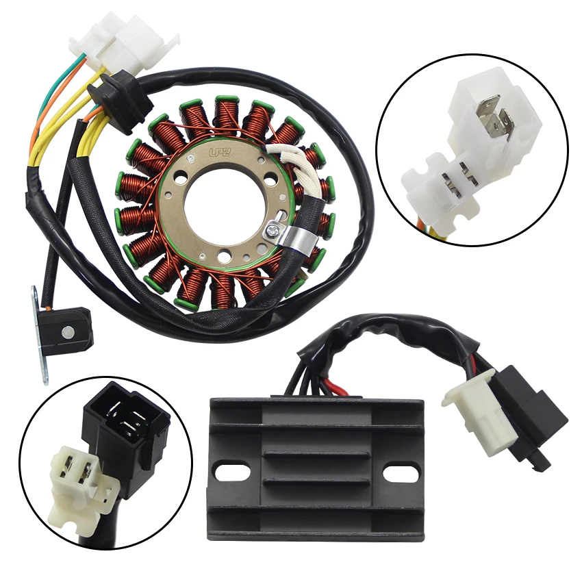 Motorcycle Ignition Magneto Stator Coil + 12V Voltage Regulator Rectifier For Suzuki GN250E GN250 TU250 32800-29B00 32101-38302