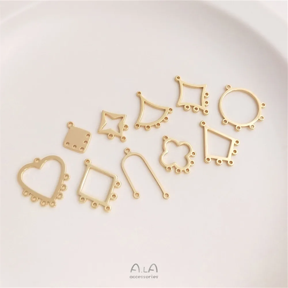 14K banhado a ouro Multi pingente anel geometria diamante pingente borla pingente artesanal DIY brinco pingente acessórios