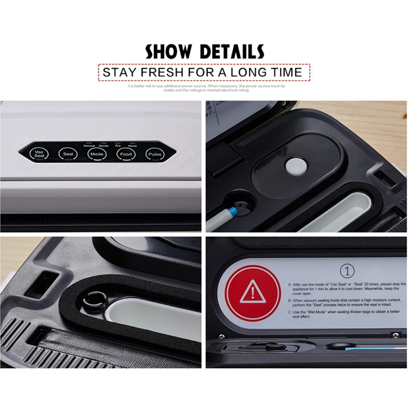 ปลาโลมาสีขาวอาหารเครื่องซีลสูญญากาศ220V 110V 10PCS อาหารบรรจุภัณฑ์ถุงไฟฟ้าสูญญากาศอาหาร