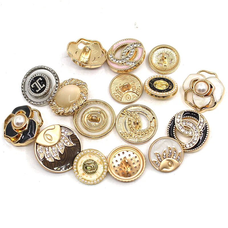 10Pcs/lot Metal Nickel-Free Various Shapes Fashion Buttons, Multiple Mixed Color Options