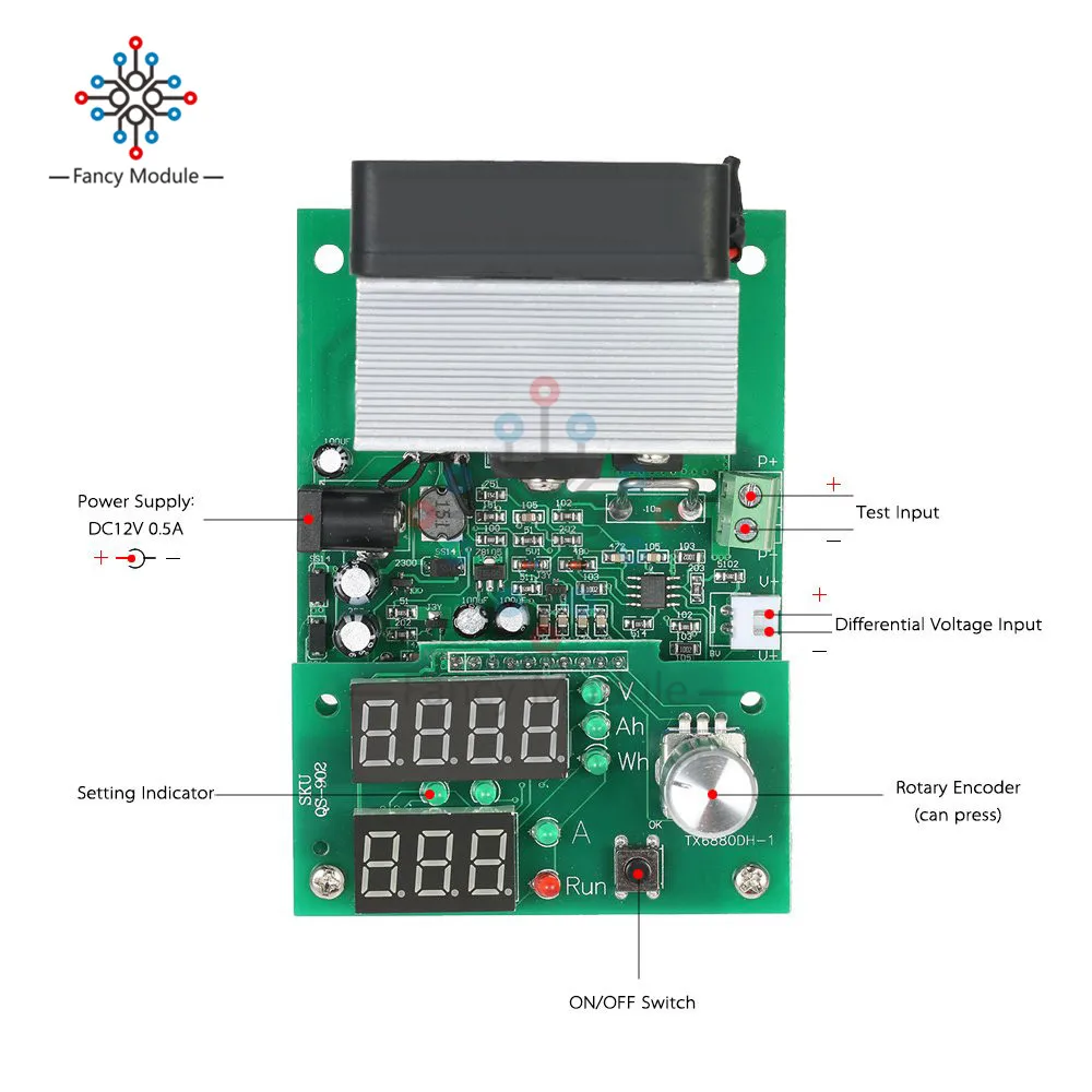 Multi-Functional Constant Current Electronic Load 9.99A 60W 30V Discharge Power Supply Battery Capacity Tester Module