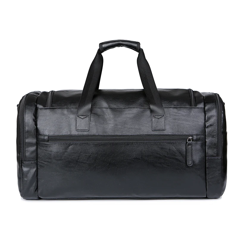 Bolso de cuero Vintage para fin de semana para hombre, bolsa de viaje grande, de mano, de hombro, negro, X244C