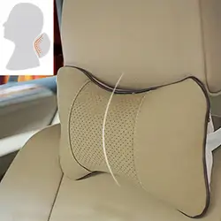 1 Pc Faux Leather Hole-digging Car Headrest Supplies Neck Auto Safety Pillow Car Accessories Car Pillow