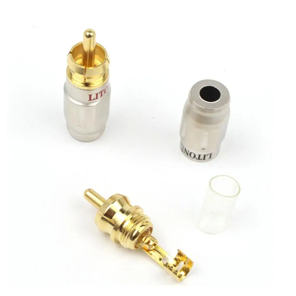 Thouliess 4 шт. HiFi аудио LITON RCAMale штекер позолоченный паяльный тип адаптер для динамика аудио соединительный кабель разъем