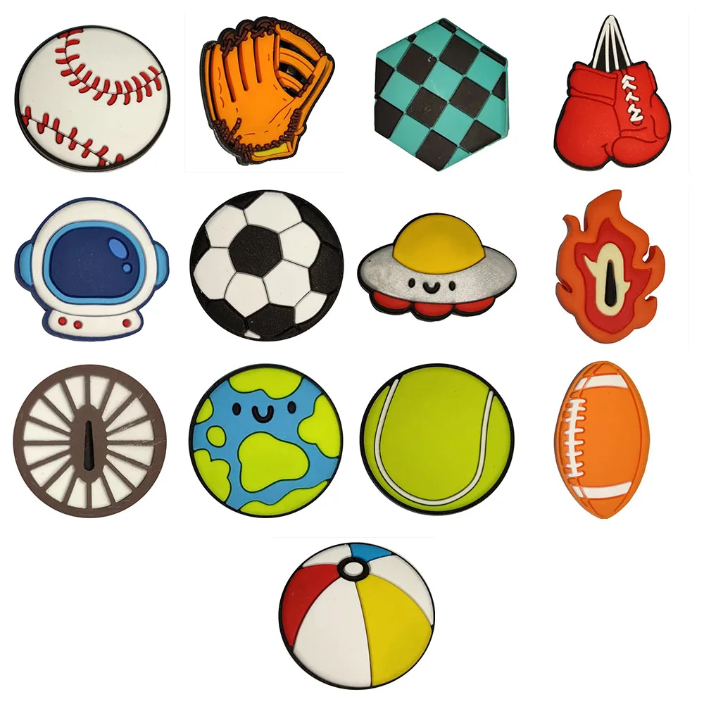 

1pcs PVC Earth Football Volleyball Sports Earth Shoe Decorations Garden Shoes Accessories FitcuteCharms Kids Holiday Gift