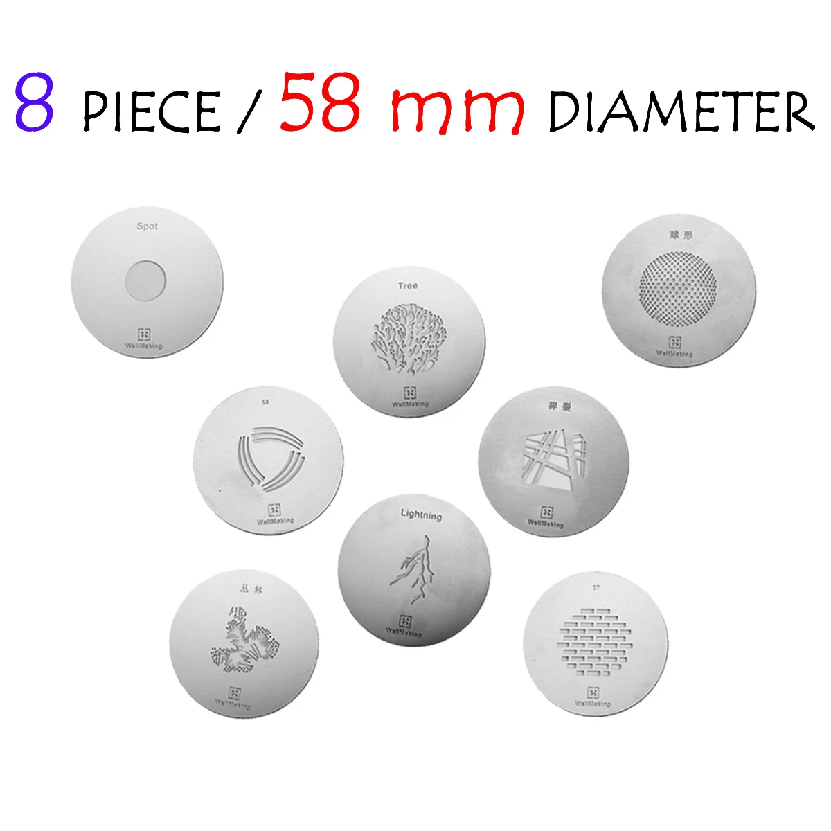 8 PCS 58mm GOBO Up to 92 Patterns Stainless Steel Flash Light Tube Photo Lamp Spot Beam Model Card  Effects Romantic Shadow