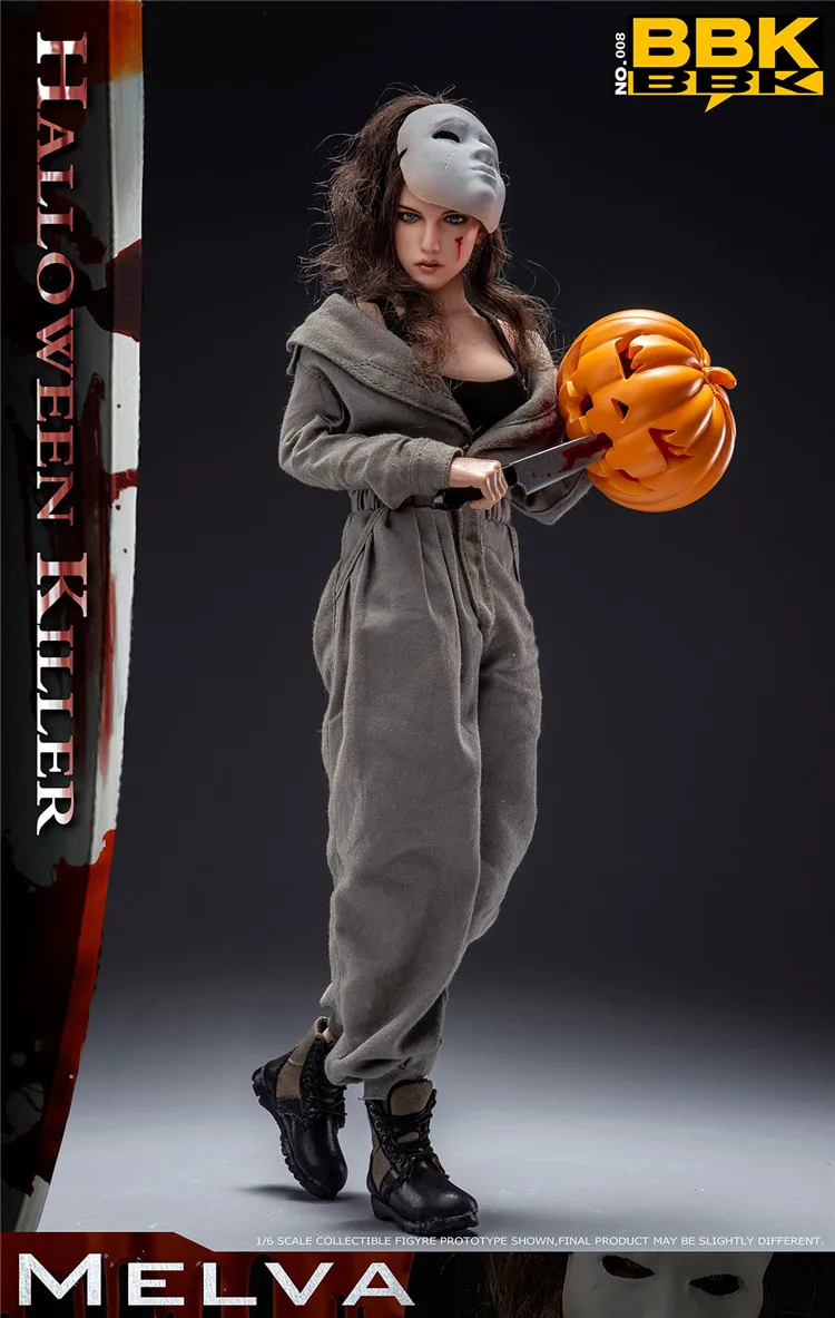 BBK BBK008 1/6 Women Soldier Halloween Late Night Killer Melva Full Set 12" Action Figure Model For Fans Holiday Gifts