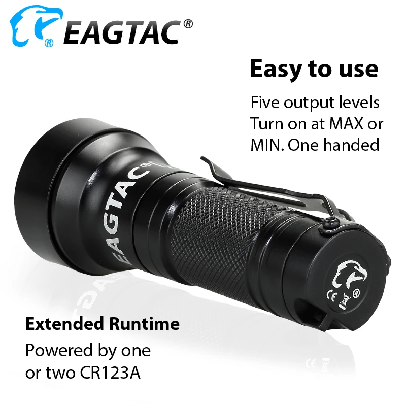 EAGTAC TX25C SFT40 Compact EDC Flashlight 1177 Lumens Long Distance CR123A Pocket Light Side Switch Clip Magnetic Tailcap