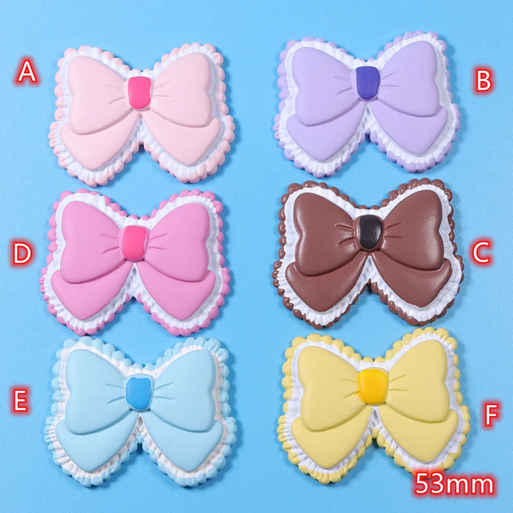 Cabochons Big Bow Knot 10Pcs Resin Cartoon Flatback Cabochon Bowtie Scrapbooking Hair Accessories DIY Embellishments Decor Craft