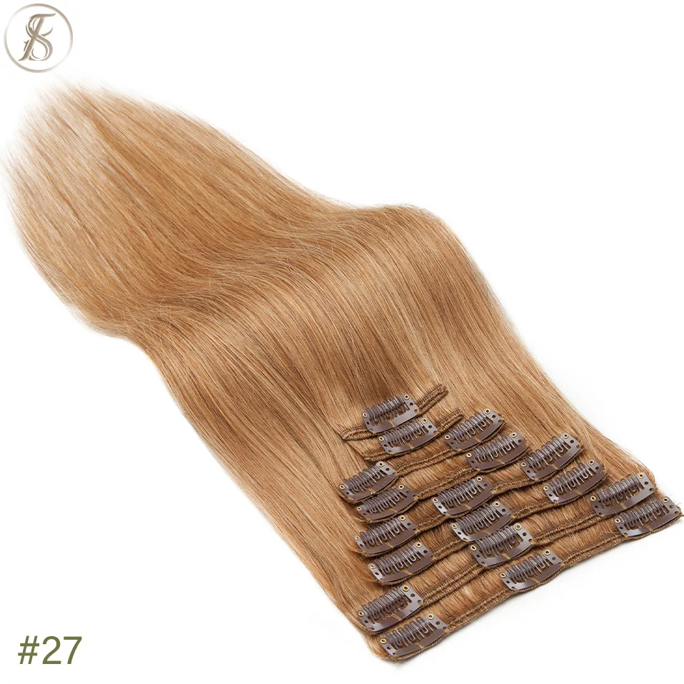 TESS 50-80g Natürliche Haar Extensions Clip In Menschliches Haar Extensions Gerade 8 teile/satz Vollen Kopf Dünne Highlight haar Clip Haarteil – Detail 14