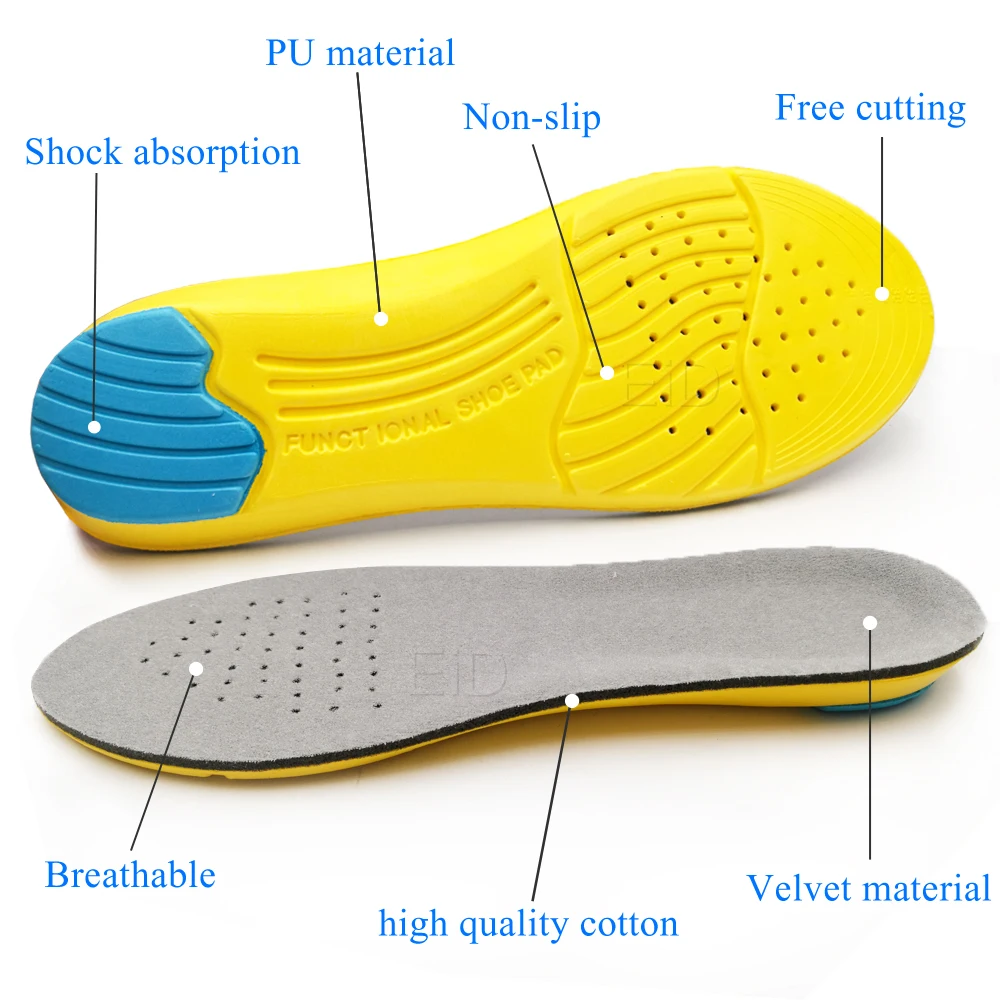 EiD Plus Size Schuheinlagen, weiche Sport-Einlegesohlen, Memory-Schaum, atmungsaktiv, für Outdoor-Läufe, Silikon-Gel-Polster, orthopädische Einlegesohlen – Detail 3