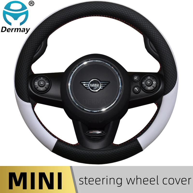 100% DERMAY Brand Leather Car Steering Wheel Cover for MINI Cooper R56 Clubman Countryman Clubvan Coupe Auto Accessories