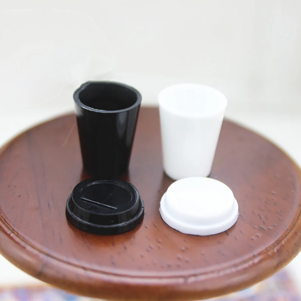 2Pcs 1/12 Dollhouse Miniature Accessories Mini Resin Empty Coffee Cup Simulation Drinks Model for Doll House Decoration ob11