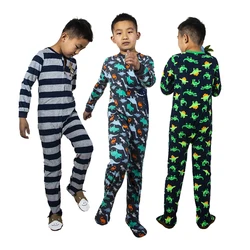 Pyjama une pièce en polaire pour enfants, barboteuse une pièce avec pieds, barboteuse une pièce chaude pour garçons et filles, printemps, automne et hiver