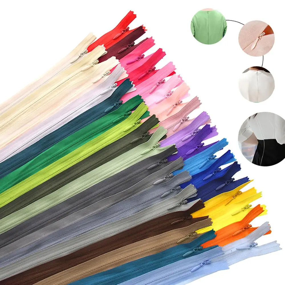 10Pcs/Pack 55cm 3# Colorful High Quality Invisible Zipper Nylon Coil Zipper For DIY Handcraft Cloth Sewing Accessories Wholesale