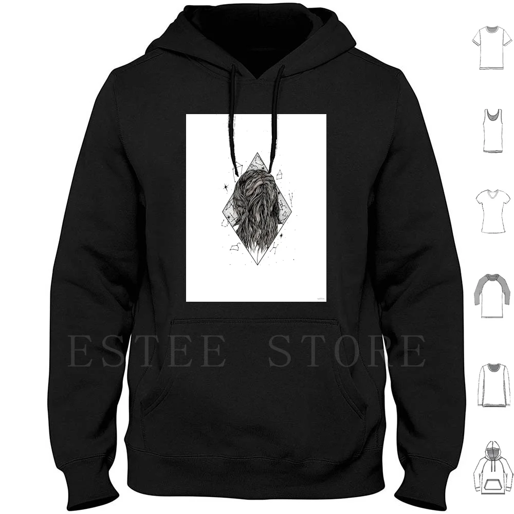 She Was Born Of V1 Hoodies Galaxy Stars Universe Hair Study Universe Study Linework Melbourne Artist Black And