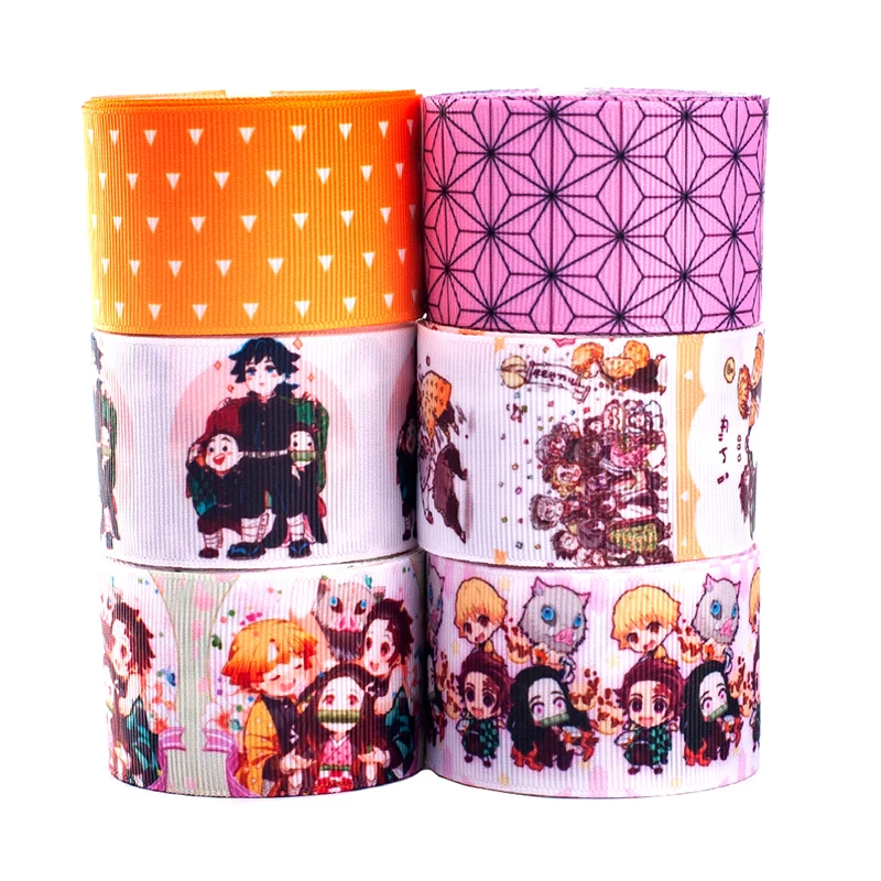 Random shipping mixed 5/10 styles 38mm Japanese cartoon pattern ribbon, each 1y Ribbon Set