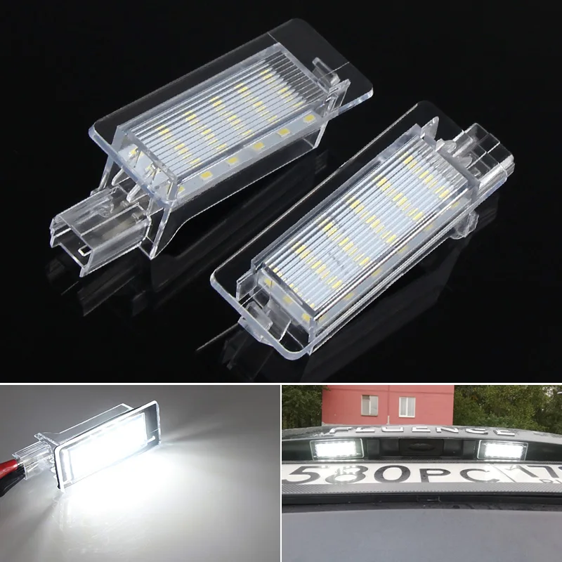 2Pcs LED License Number Plate Light Lamps For Renault Scenic 2 3 Fluence Captur Espace 4 Grand Modus Zoe BFM Laguna Sport Tourer