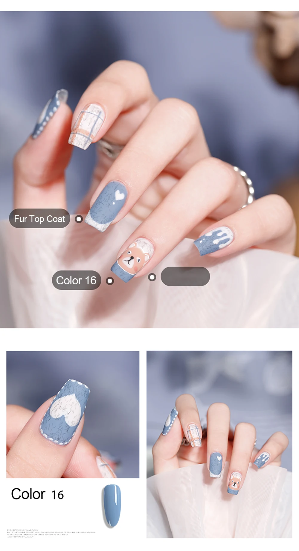 Vendeeni 18 Farben Blau Cyan Gel-Nagellack Semi-Permanent UV LED Soak-Off Gel-Lack Grau Kühle Farbe Gel-Lack für Nagelkunst – Detail 10