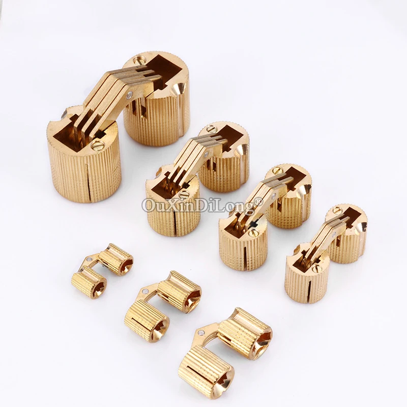 HOT 20PCS Copper Barrel Invisible Cross Hinges Hidden Concealed Cabinet Brass Hinges Folding Door Hinge Furniture Hardware