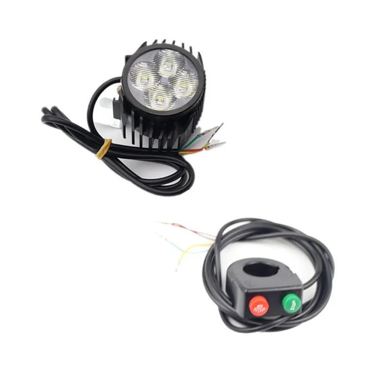 12-80V E-bike Front Lamp Light With Horn For Kugoo Electric Kick Scooter Electric Bicycle Led Headlights Cycling Part Accessory