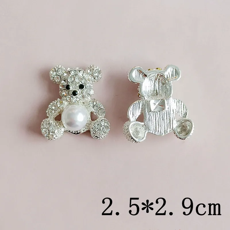 5 pcs/lot New Full Diamond Pearl Bear Alloy Accessories DIY Handmade Cartoon Children\'s Hair Accessories Pendant Doll Bracelet J