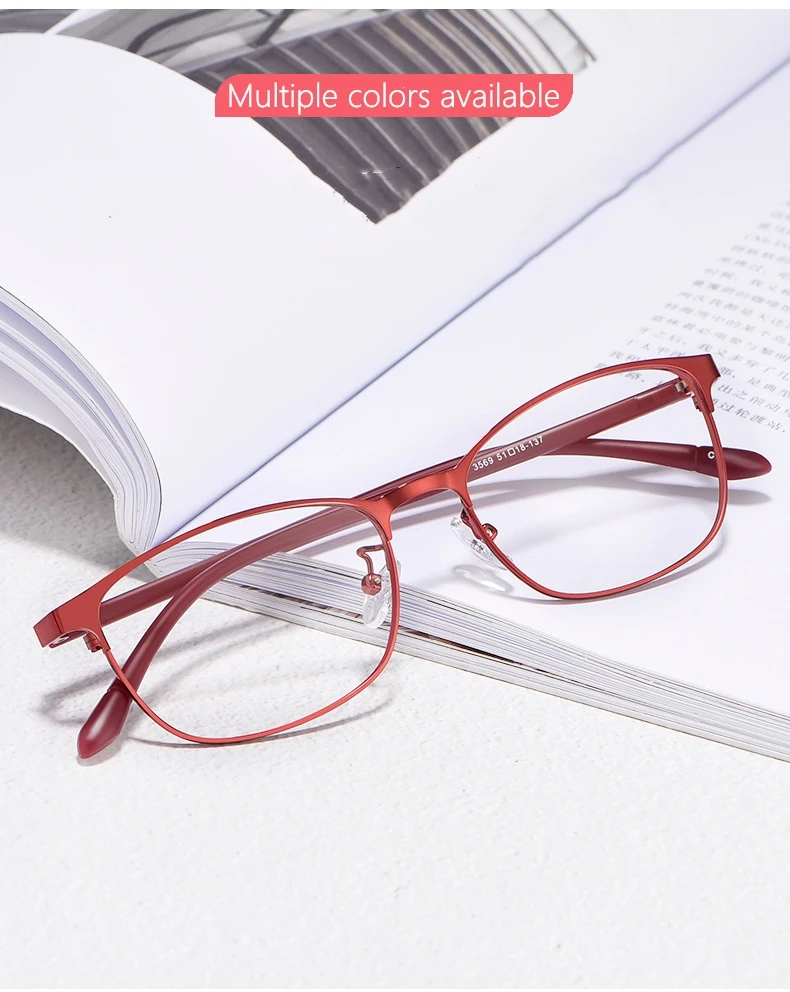 YIMARUILI Ultra Licht Mode TR90 Rot Metall Brille Rahmen Retro Runde Kleine Gesicht Optische Brillen Rahmen Frauen 3569 – Detail 2