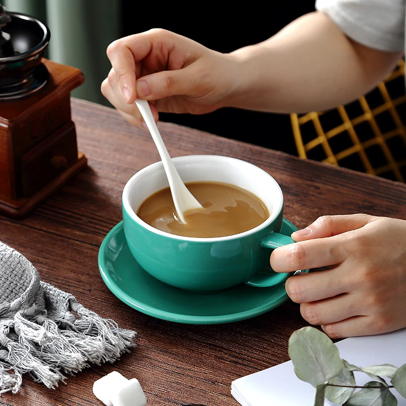 1pc 350ml Ceramic Coffee Cup Mug For Coffee Drinkware Big Mouth Mugs Solid Mate Cup of Drinking Tea Cups
