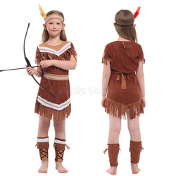 Indians Princess Cosplay Costumes Full Sets Halloween Carnival Party Role Play Fancy Dress Up for Adult Kids C45M174