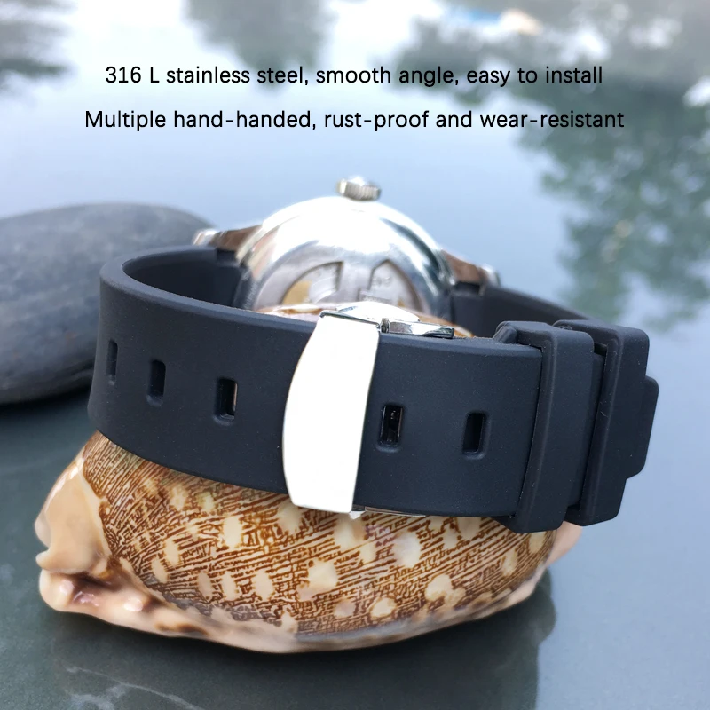 19mm 20mm 21mm rubber silicone watch band Fit for Tissot 1853 le-locle T006 seastar T120 Omega strap seamaster butterfly buckle