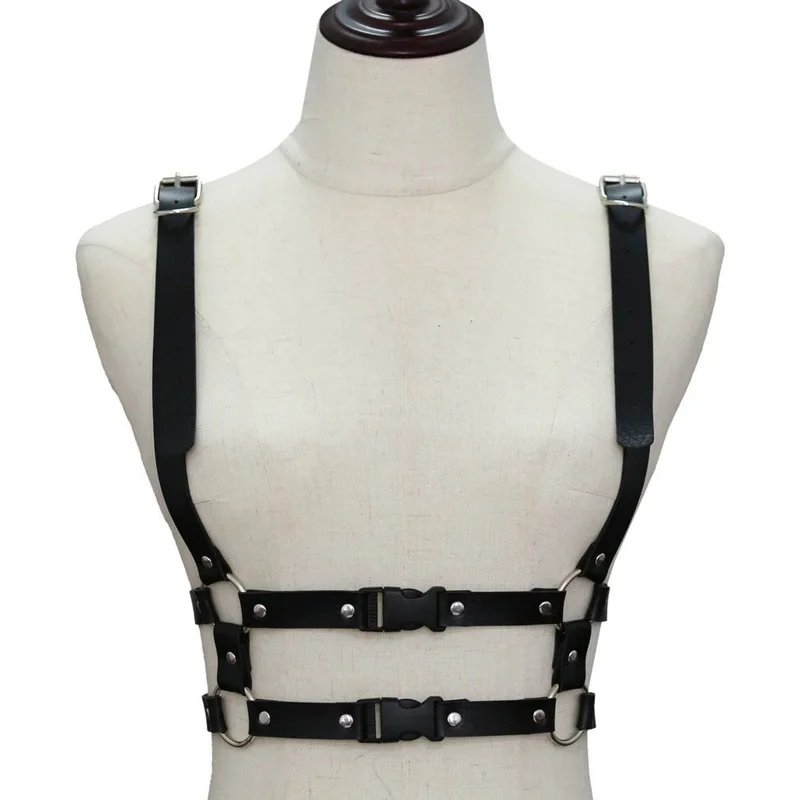 Gothic Punk Leather Body Shoulder Necklace 2020 for Women Harness Belly Waist Leather Chains Statement Jewelry Harajuku