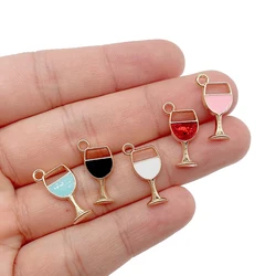 Peixin 20Pcs/Lot Fashion Bracelet Jewelry Making Pendant Accessories Wholesale Black Pink Blue Enamel Red Wine Glass Alloy Charm