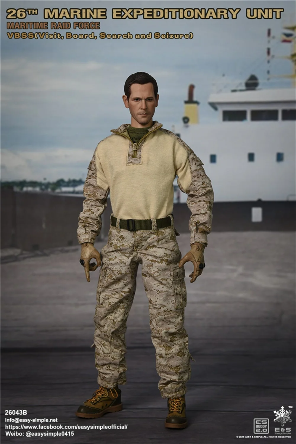 1/6th Easy&Simple ES 26043B 26th Marine Expeditionary Unit VBSS Uniform Dress Shirt Tops Pant Can Fit For 12inch Action Doll