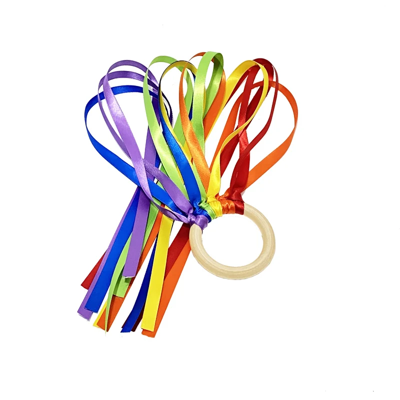 Treeyeear Regenboog Hand Kite Lint Speelgoed Houten Waldorf Speelgoed Baby Montessori Sensory Speelgoed Voor Peuters 1-3 Jaar Oud meisje Jongens