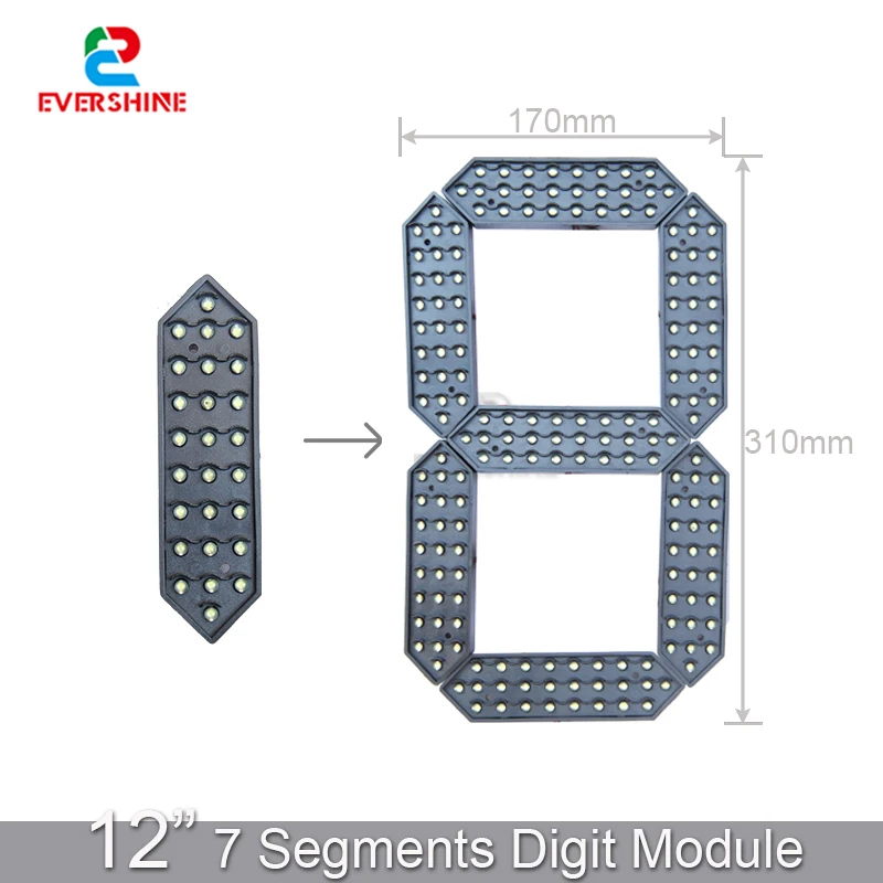 12 Inch 7 Segment Outdoor Waterproof Digital Number Board For LED Gas Station Electronic Fuel Price Time And Temp Sign