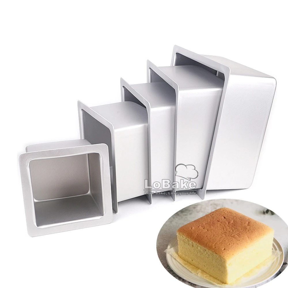 4 5 6 7 8 inches inside width square cube shape smooth anodizing aluminium ancient taste cake mold toast maker DIY oven bakeware