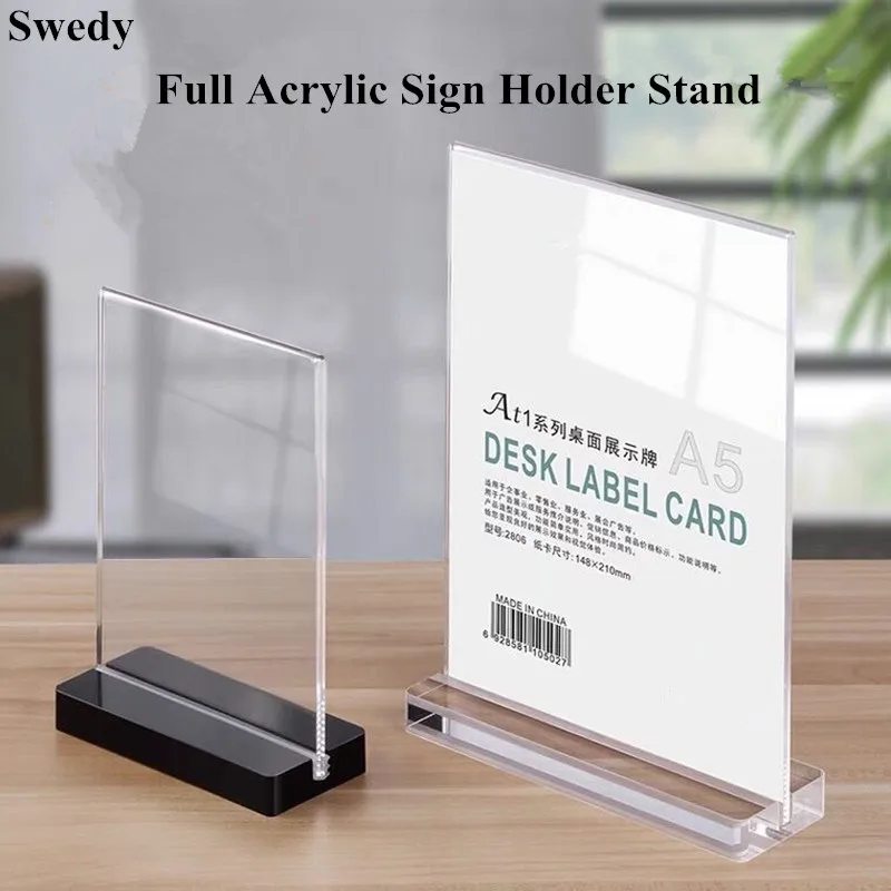 

A5 148X210mm Clear Plastic Table Menu Holder Display Stand Acrylic Document Holder Desktop Photo Picture Poster Frames