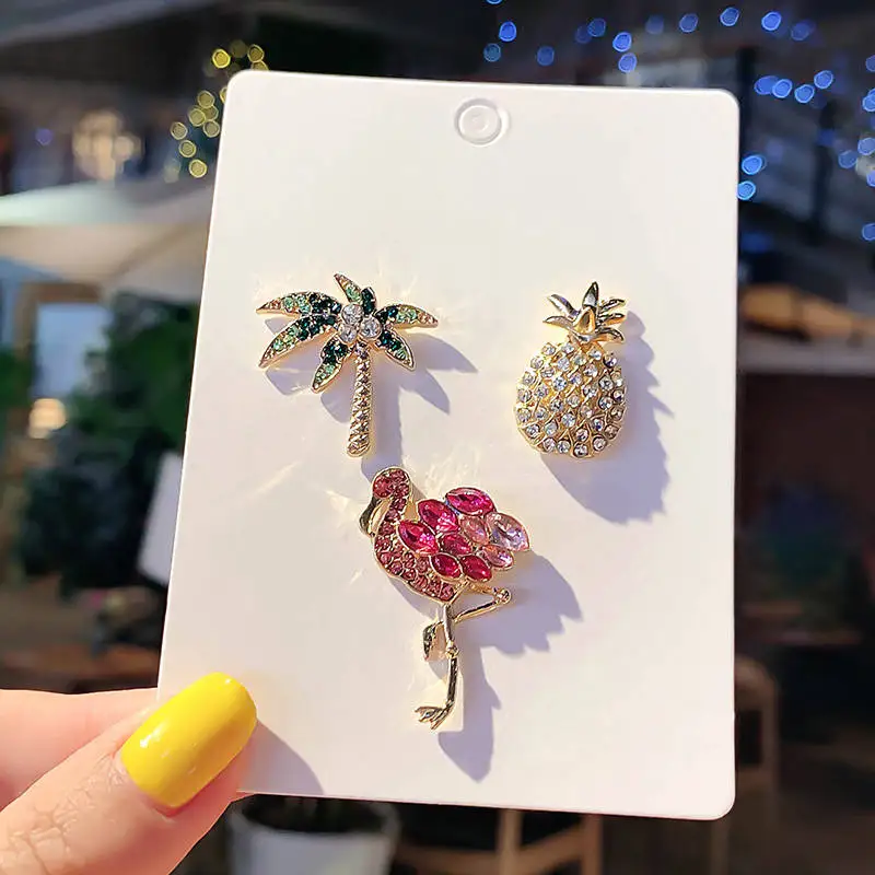 New coconut tree pineapple flamingo badge brooch jewelry men and women fashion clothes accessories brooch jewelry gifts