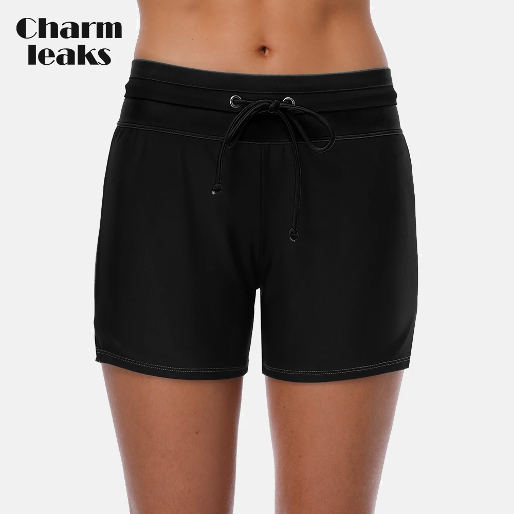 

Charmleaks Swimming Shorts Women Solid Color Bikini Bottom Strappy Adjustable Middle Waist Swimwear Swimming Trunks