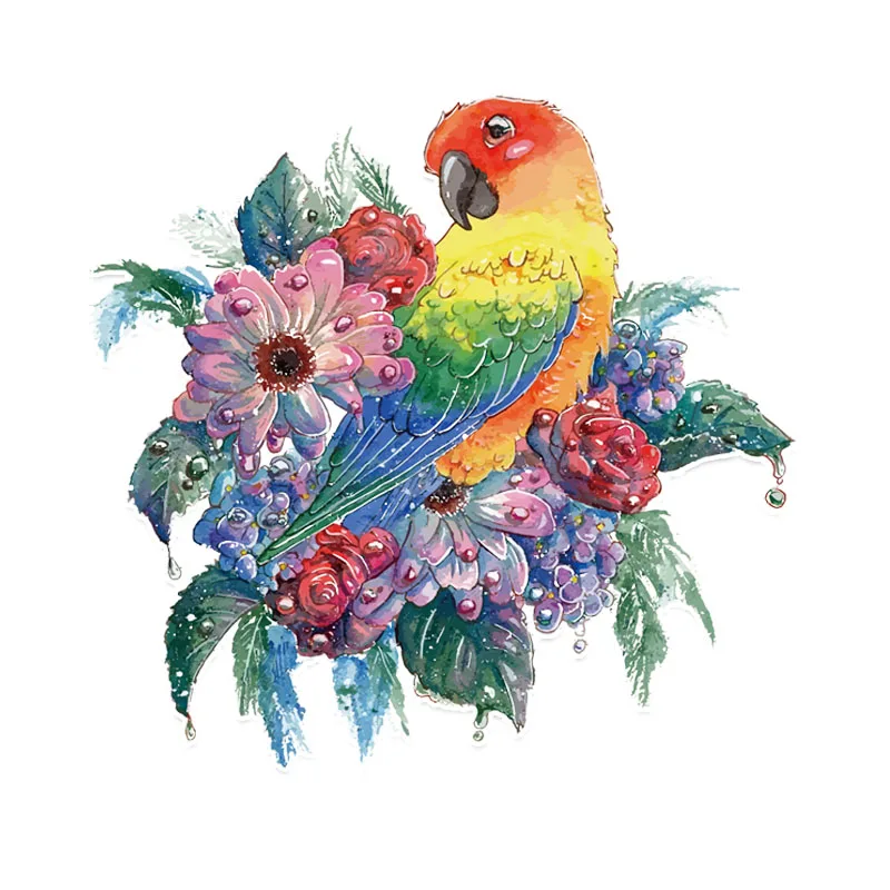 Small Town 14.3*13.9CM Fashion Parrot Personalized PVC Colored Decor Car Sticker Bumper Car Window 11A0126