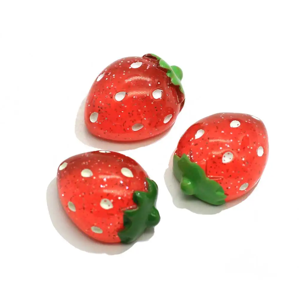 50/100pcs  Wholesale Cute Flatback Strawberry Pink Red  Cheap Pretty Cabochons Resin Charms for Hairbands Stickers