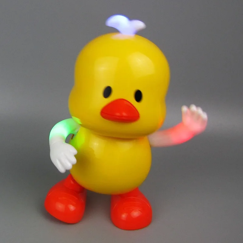 1Pcs Singing Dancing Swinging Cartoon Yellow Little Duck Figures Toy Electric LED Light Music Robot Children Entertainment Toy